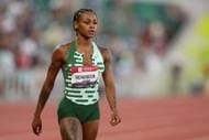 Sha'Carri Richardson reacts after winning the Women's 100m Final during the 2023 USATF Outdoor Championships